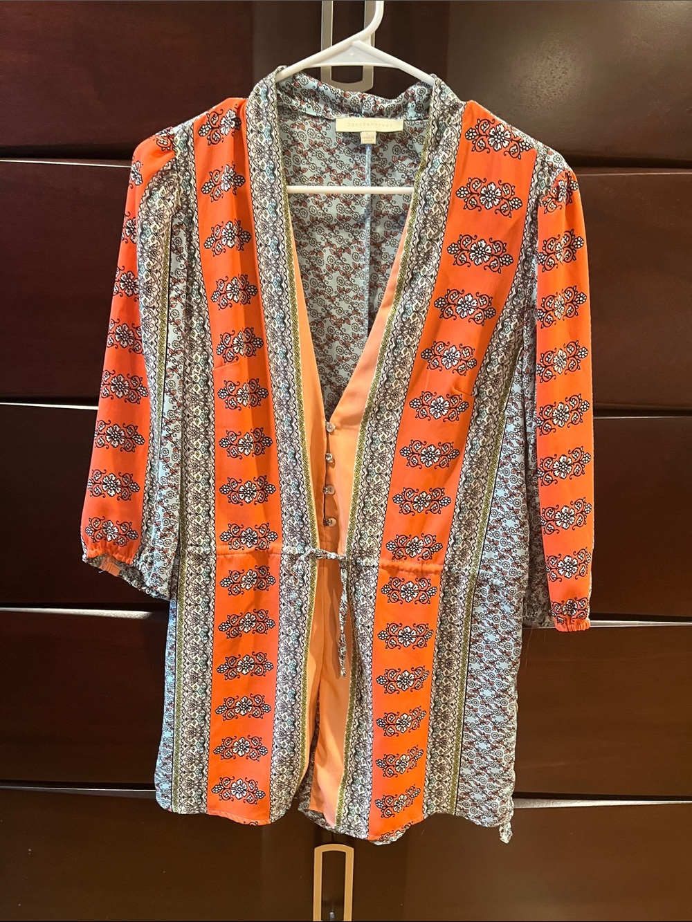 Boho Orange Printed Tie-Waist Women’s Romper